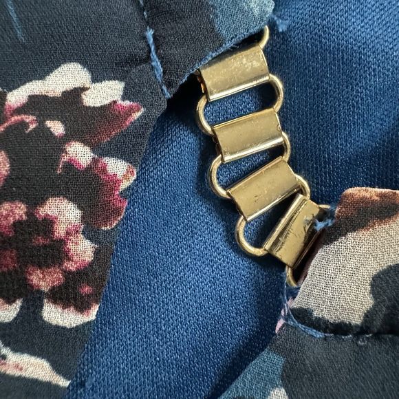 Thalia & Sodi Floral Neck Gold Link Long Sleeve Blouse Women's XL - Picture 6 of 16